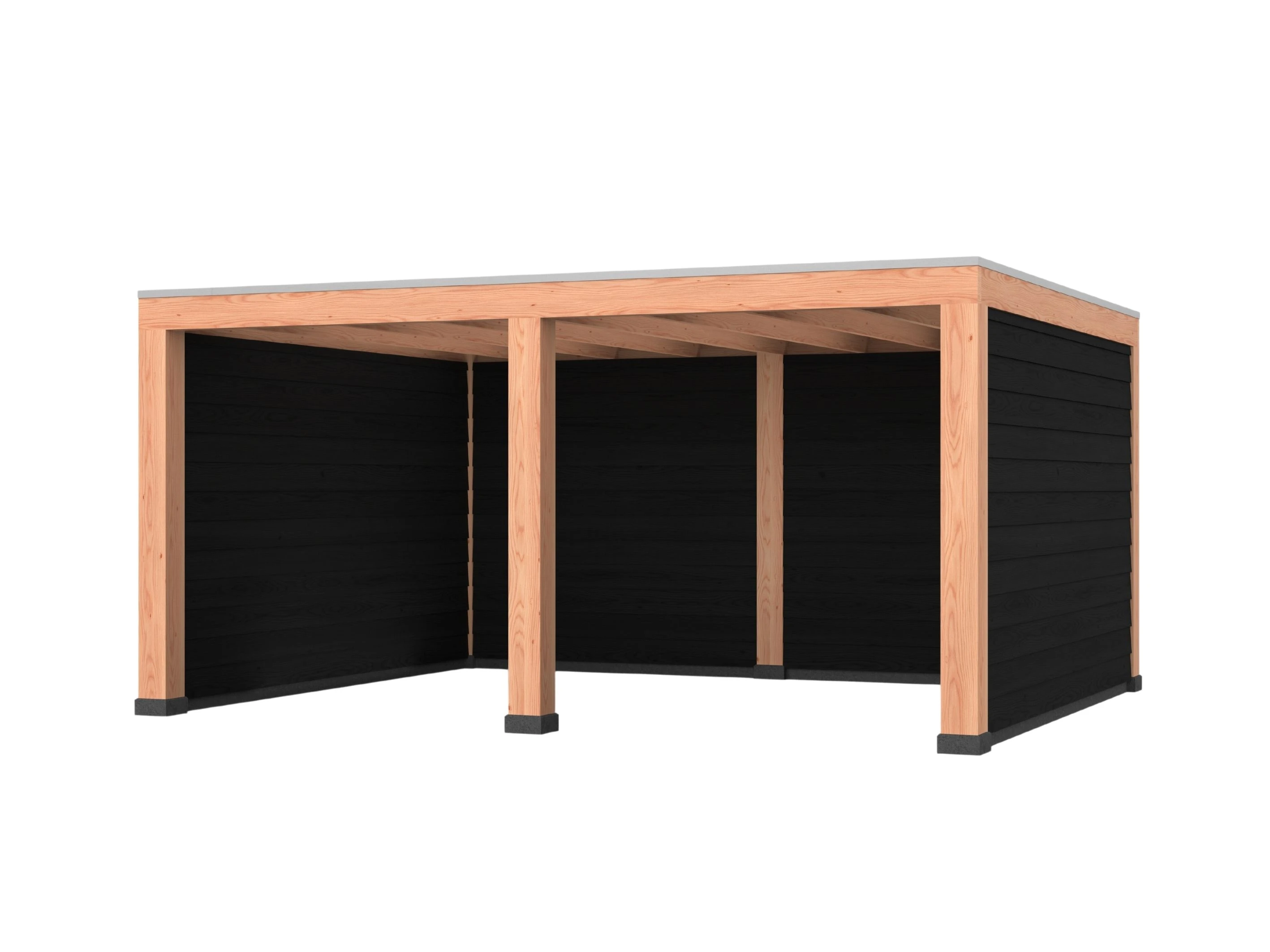 Douglas overkapping, 500 x 400, met zwarte achterwand en twee zijwanden, Westwood Modern - Afbeelding 1